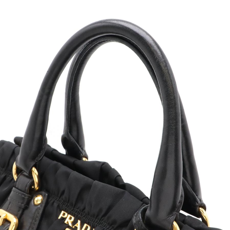 PRADA プラダ ギャザー トートバッグ ハンドバッグ ナイロン レザー 