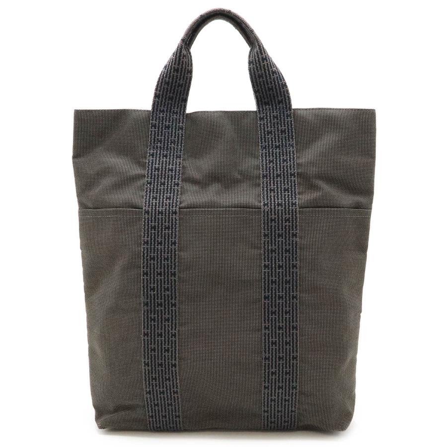 HERMES エルメス エールライン カバス トートバッグ 縦長 キャンバス グレー ブラック 黒 | HERMES