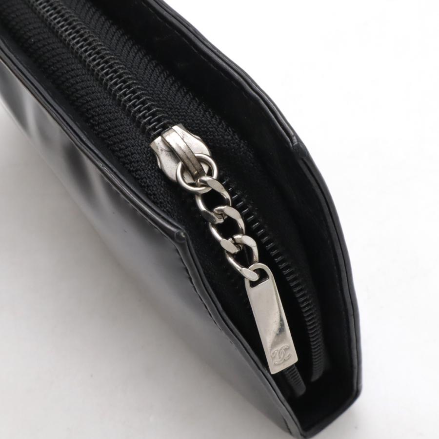 CHANEL シャネル メイクアップ ココマーク ラウンドファスナー 長財布 エナメル パテントレザー ブラック 黒 シルバー金具 A47663 | CHANEL | 03