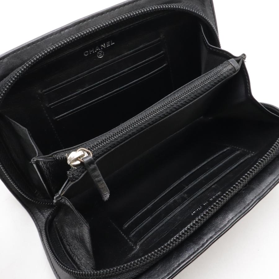 CHANEL シャネル メイクアップ ココマーク ラウンドファスナー 長財布 エナメル パテントレザー ブラック 黒 シルバー金具 A47663 | CHANEL | 04