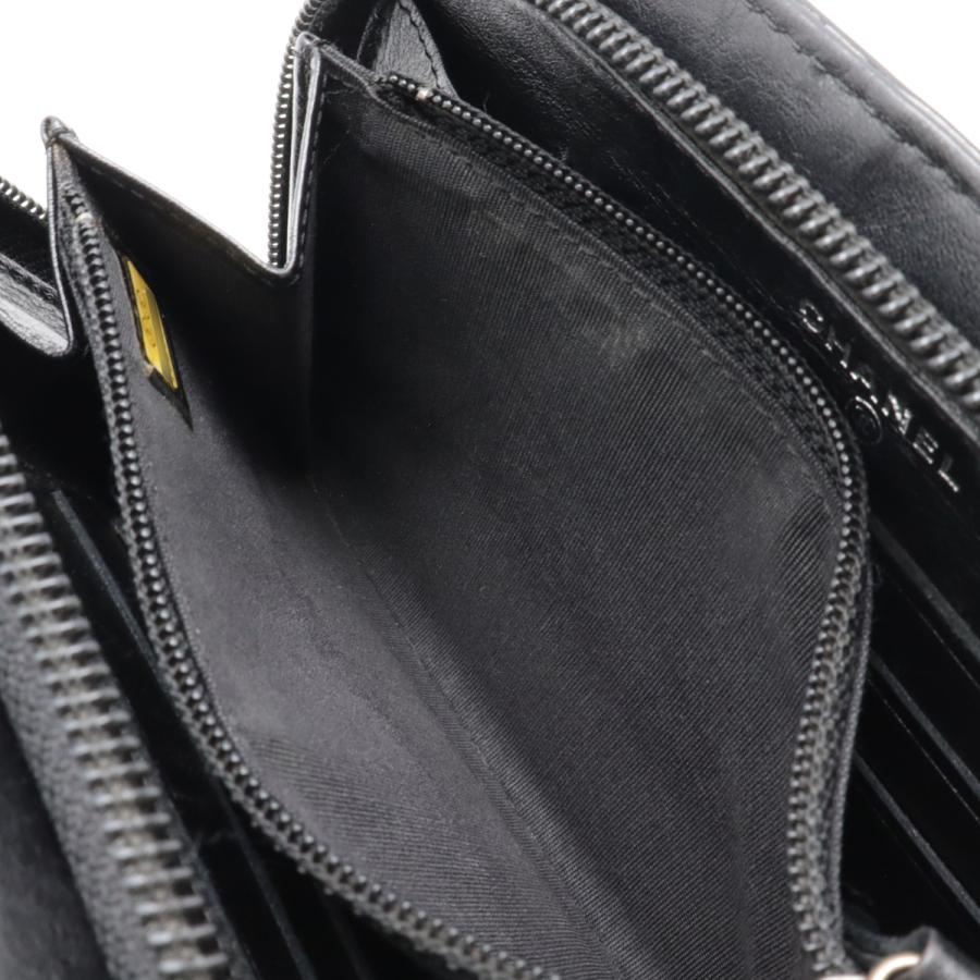 CHANEL シャネル メイクアップ ココマーク ラウンドファスナー 長財布 エナメル パテントレザー ブラック 黒 シルバー金具 A47663 | CHANEL | 07