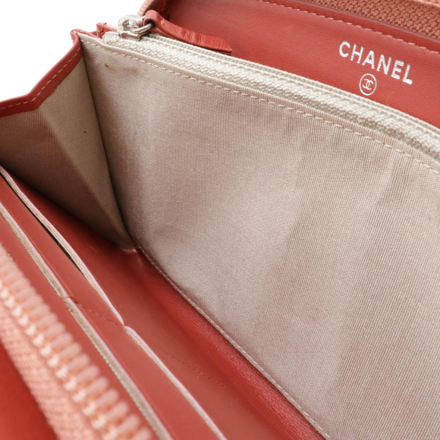 CHANEL シャネル メイクアップ ココマーク ラウンドファスナー 長財布 エナメル パテントレザー オレンジ シルバー金具 A47662 | CHANEL | 07