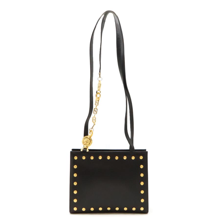 良品】GIANNI VERSACE 黒 レザー ショルダーバッグメデューサ