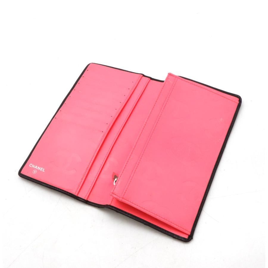 CHANEL シャネル カンボンライン ココマーク 2つ折長財布 二つ折長財布 レザー ソフトカーフ ブラック 黒 ホワイト 白 ピンク A26717 | CHANEL | 03