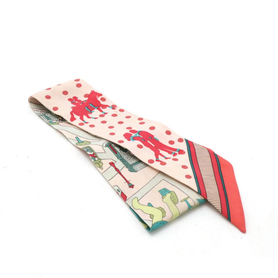 HERMES エルメス TWELL ツイリー ツイル トゥイリー スカーフ Les Nouveaux Amoureux de Paris 新パリの恋人たち シルク100% ピンク | HERMES | 01