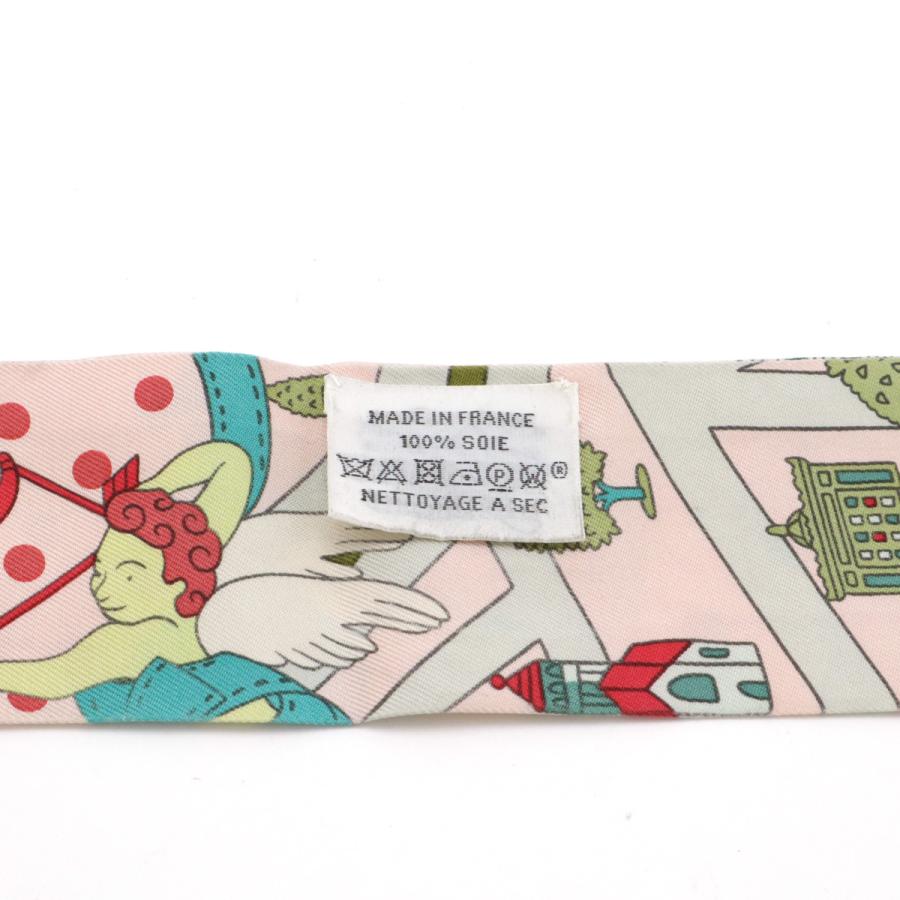 HERMES エルメス TWELL ツイリー ツイル トゥイリー スカーフ Les Nouveaux Amoureux de Paris 新パリの恋人たち シルク100% ピンク | HERMES | 05