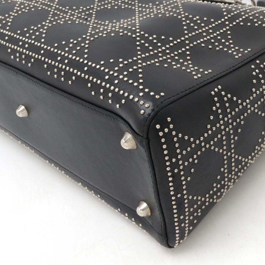 Christian Dior クリスチャン ディオール レディディオール カナージュ ハンドバッグ 2WAY ショルダーバッグ スタッズ レザー ブラック | Christian Dior | 02