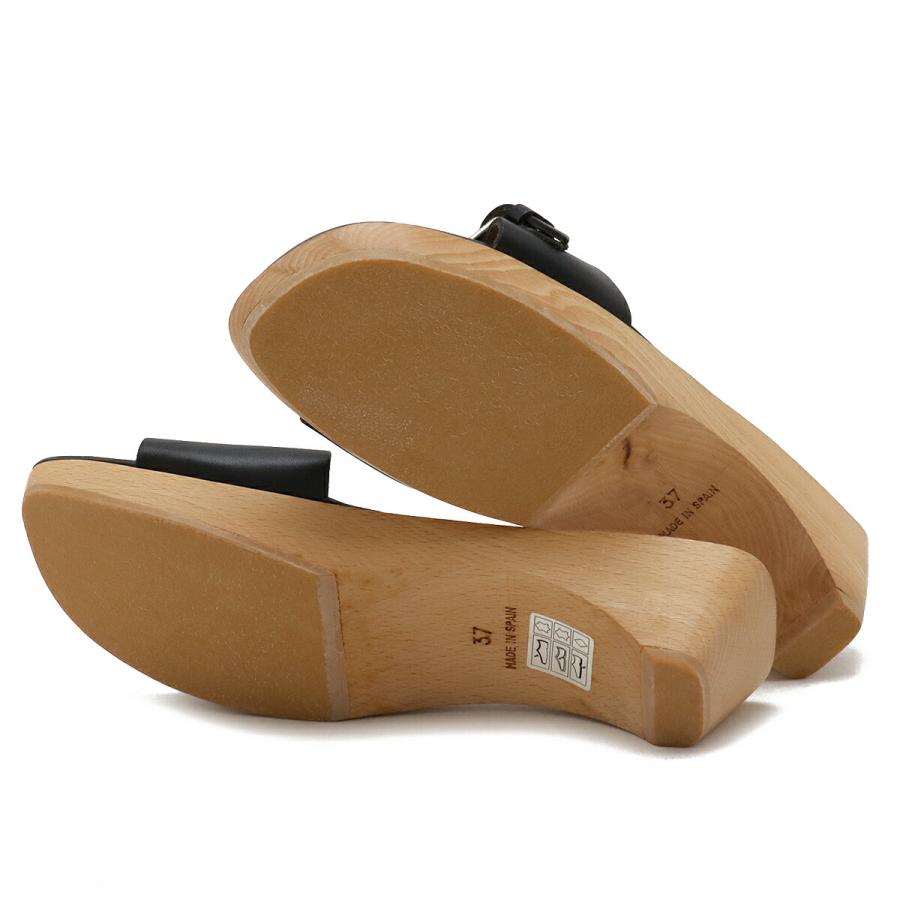 HERMES エルメス ウッドサンダル ミュール ベルトモチーフ レザー ブラック 黒 シルバー金具 #37 日本サイズ約24cm | HERMES | 04