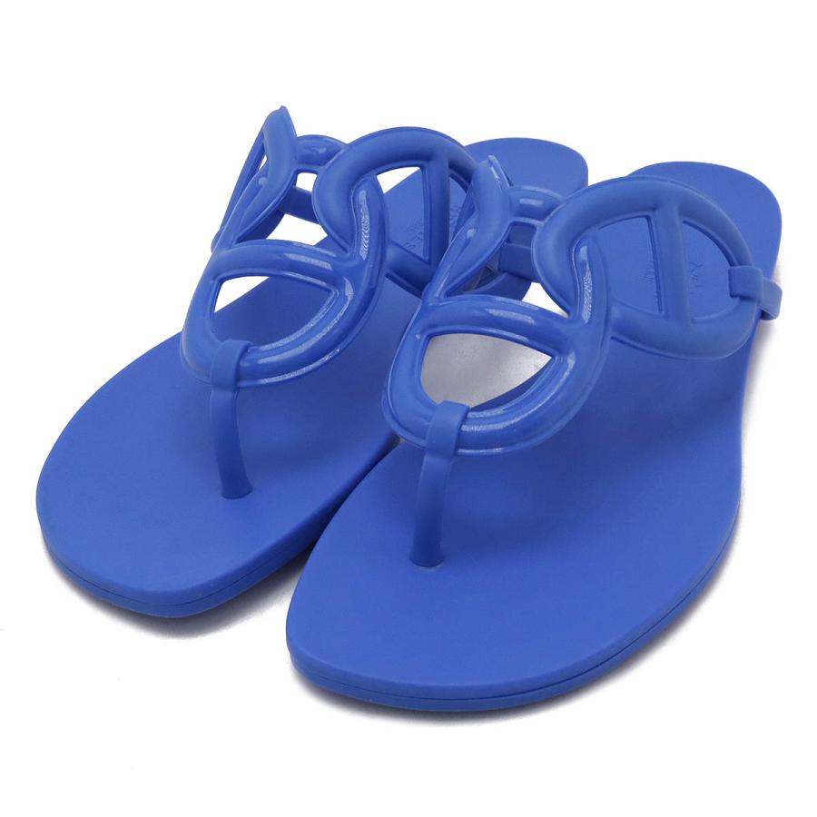 HERMES エルメス エジェリ シェーヌダンクル ビーチサンダル トングサンダル ラバー ブルー 青 #38 日本サイズ約24.5cm | HERMES
