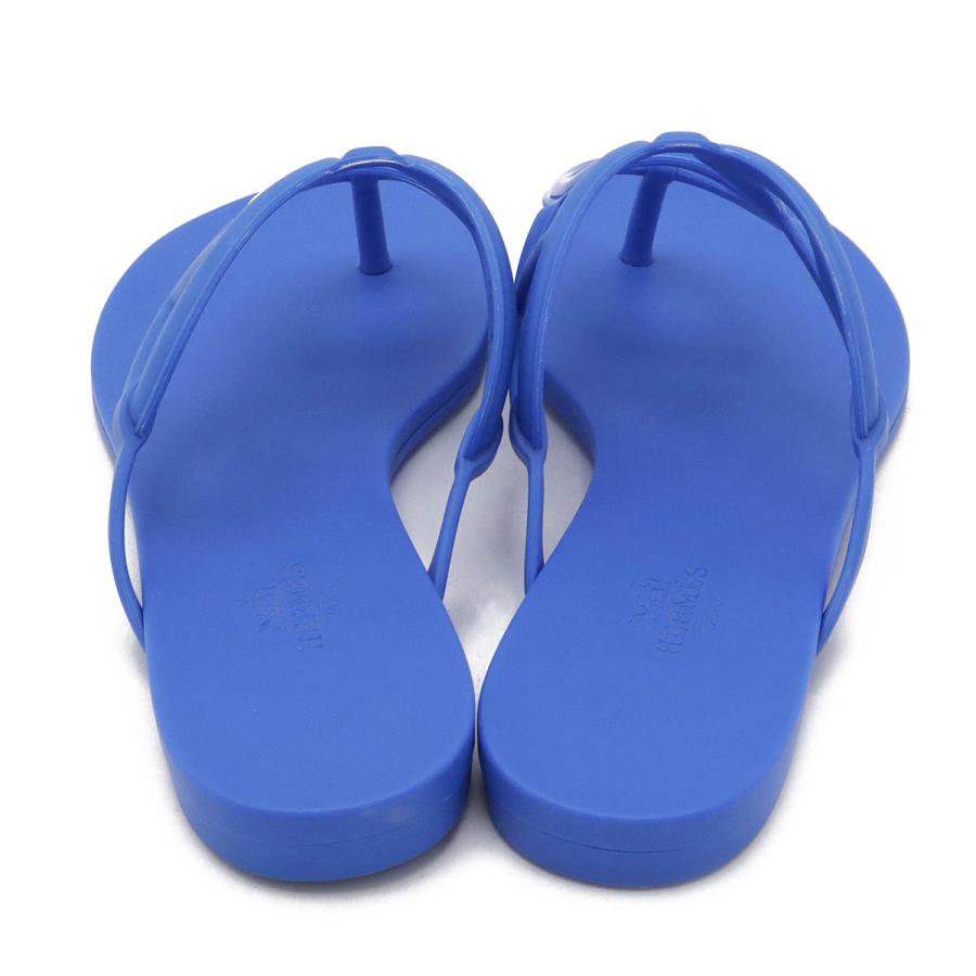 HERMES エルメス エジェリ シェーヌダンクル ビーチサンダル トングサンダル ラバー ブルー 青 #38 日本サイズ約24.5cm | HERMES | 02