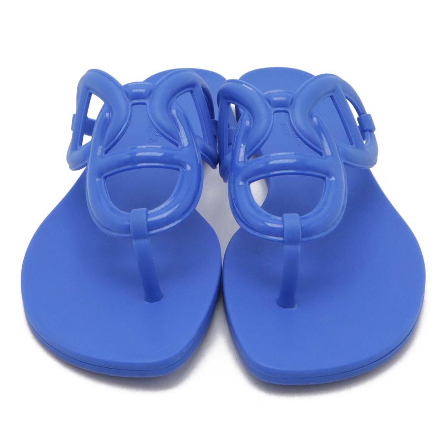 HERMES エルメス エジェリ シェーヌダンクル ビーチサンダル トングサンダル ラバー ブルー 青 #38 日本サイズ約24.5cm | HERMES | 03