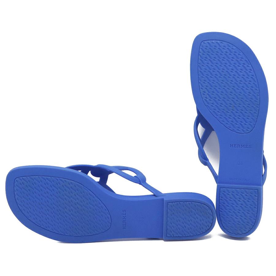 HERMES エルメス エジェリ シェーヌダンクル ビーチサンダル トングサンダル ラバー ブルー 青 #38 日本サイズ約24.5cm | HERMES | 04