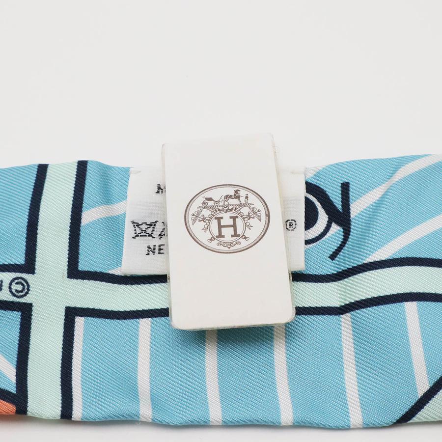 HERMES エルメス TWELL ツイリー ツイル トゥイリー スカーフ QUADRIGE BAYADERE シルク100% ライトブルー 水色 マルチカラー | HERMES | 03