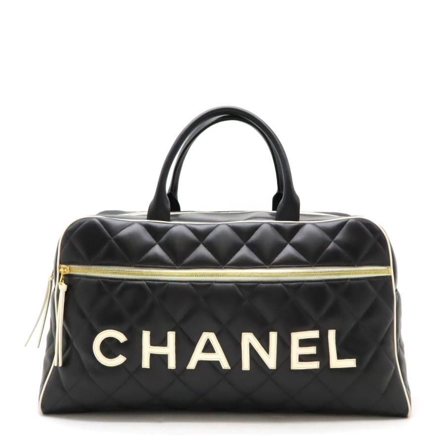 CHANEL シャネル マトラッセ ボーリングバッグ ボストンバッグ トラベルバッグ 旅行カバン レザー ブラック 黒 ホワイト 白 | CHANEL