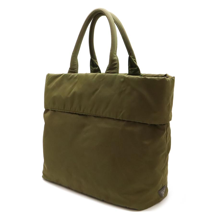 PRADA プラダ トートバッグ ショルダートート リバーシブル ナイロン レザー カーキ ダークブラウン 茶 ショルダーストラップ欠品 | PRADA | 01