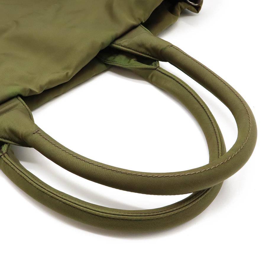 PRADA プラダ トートバッグ ショルダートート リバーシブル ナイロン レザー カーキ ダークブラウン 茶 ショルダーストラップ欠品 | PRADA | 03