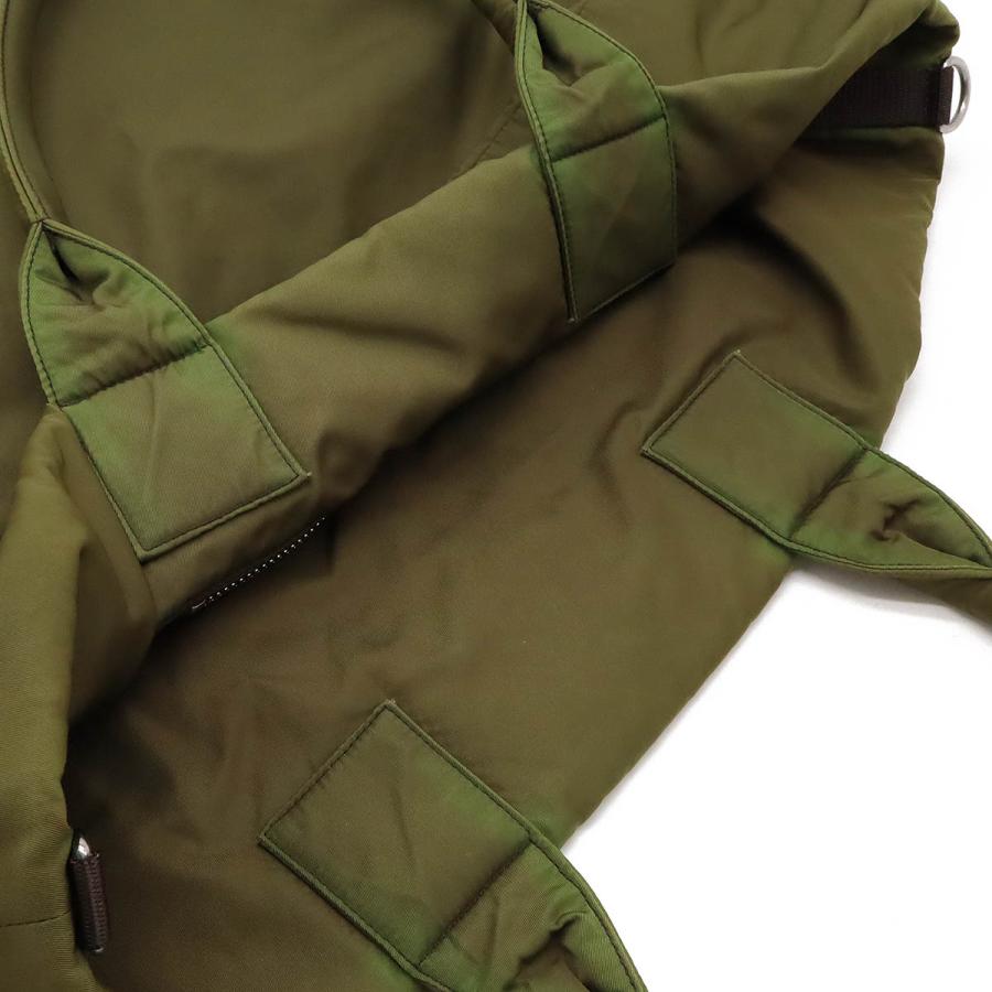 PRADA プラダ トートバッグ ショルダートート リバーシブル ナイロン レザー カーキ ダークブラウン 茶 ショルダーストラップ欠品 | PRADA | 04