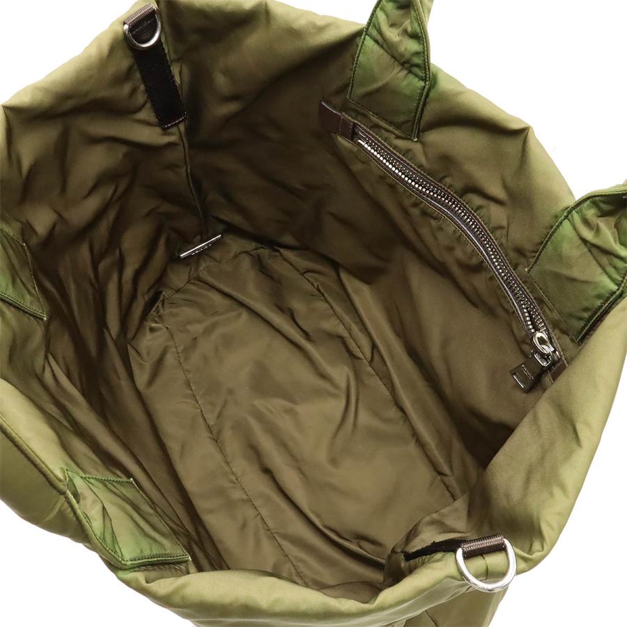 PRADA プラダ トートバッグ ショルダートート リバーシブル ナイロン レザー カーキ ダークブラウン 茶 ショルダーストラップ欠品 | PRADA | 05