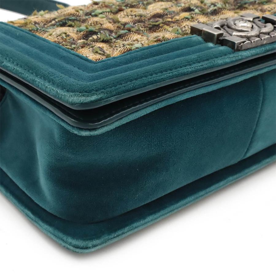 CHANEL シャネル ボーイシャネル マトラッセ ココマーク チェーンショルダーバッグ ベロア ツイード ブラウンマルチカラー グリーン | CHANEL | 02