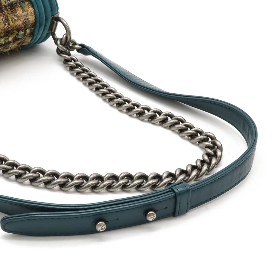 CHANEL シャネル ボーイシャネル マトラッセ ココマーク チェーンショルダーバッグ ベロア ツイード ブラウンマルチカラー グリーン | CHANEL | 07