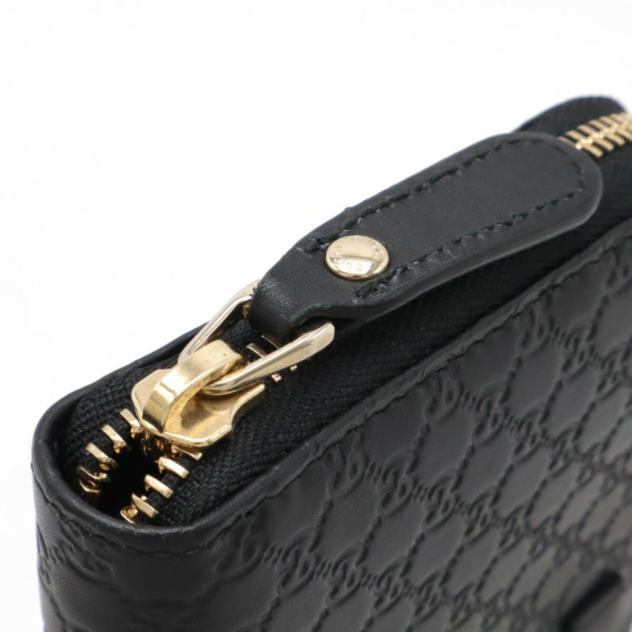 GUCCI グッチ マイクログッチシマ ラウンドファスナー 長財布 レザー ブラック 黒 ゴールド金具 アウトレット品 449391 | GUCCI | 03
