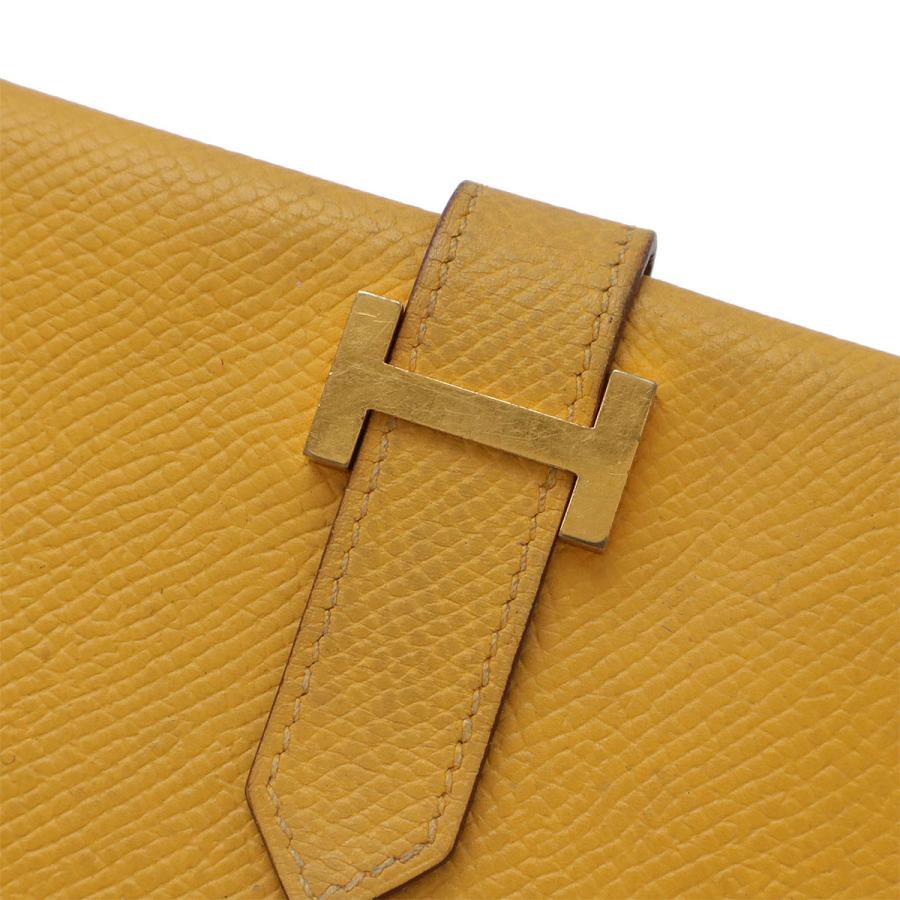 HERMES エルメス ベアン クラシック 2つ折り長財布 二つ折り長財布 クシュベル レザー イエロー 黄色 ゴールド金具 □C刻印 | HERMES | 03