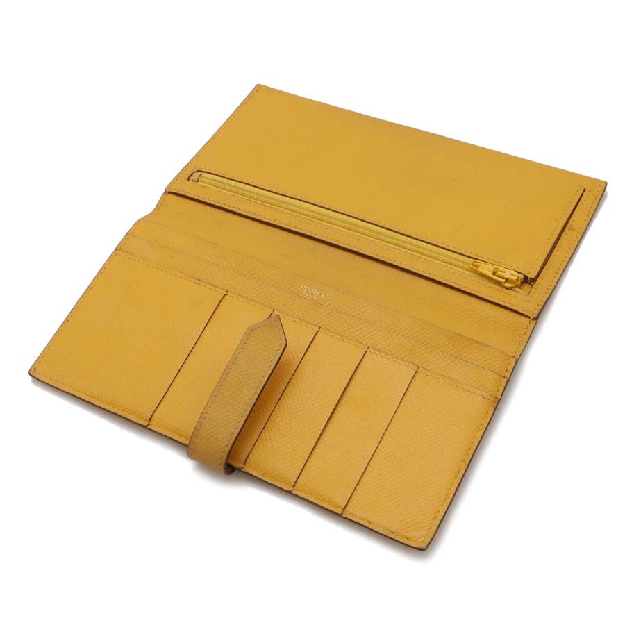 HERMES エルメス ベアン クラシック 2つ折り長財布 二つ折り長財布 クシュベル レザー イエロー 黄色 ゴールド金具 □C刻印 | HERMES | 04