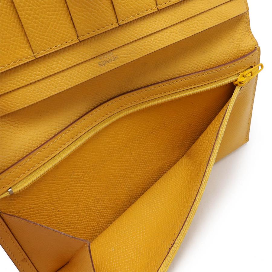 HERMES エルメス ベアン クラシック 2つ折り長財布 二つ折り長財布 クシュベル レザー イエロー 黄色 ゴールド金具 □C刻印 | HERMES | 07