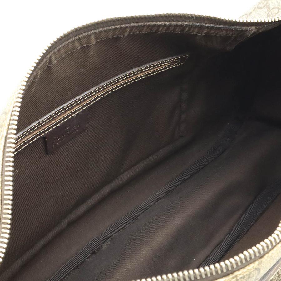 GUCCI グッチ GGスプリーム GGプラス ショルダーバッグ 斜め掛け PVC レザー カーキベージュ 茶 ダークブラウン シルバー金具 246881 | GUCCI | 04