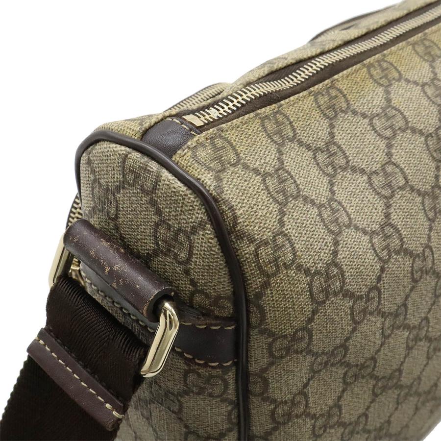 GUCCI グッチ GGスプリーム GGプラス ショルダーバッグ 斜め掛け PVC レザー カーキベージュ 茶 ダークブラウン シルバー金具 246881 | GUCCI | 06