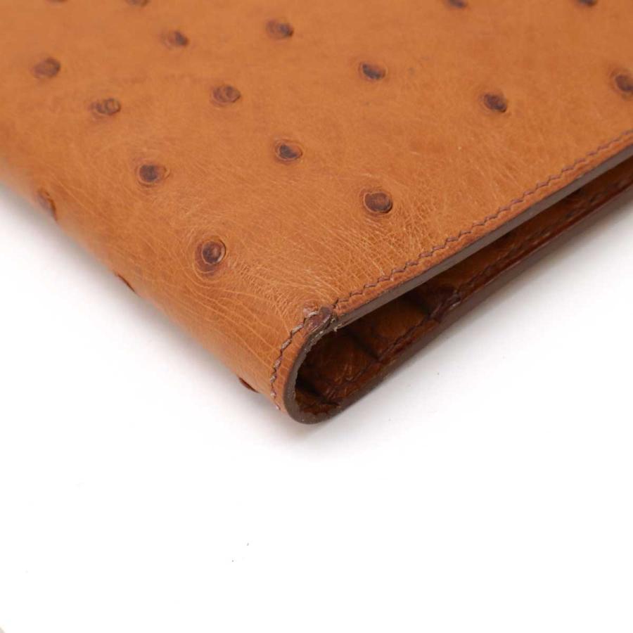 HERMES エルメス ベアン クラシック 2つ折長財布 二つ折り長財布 オーストリッチ レザー ライトブラウン ゴールド金具 □A刻印 | HERMES | 02