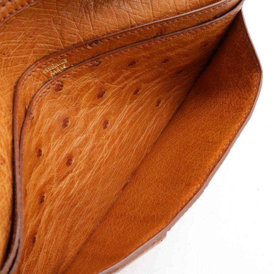 HERMES エルメス ベアン クラシック 2つ折長財布 二つ折り長財布 オーストリッチ レザー ライトブラウン ゴールド金具 □A刻印 | HERMES | 05