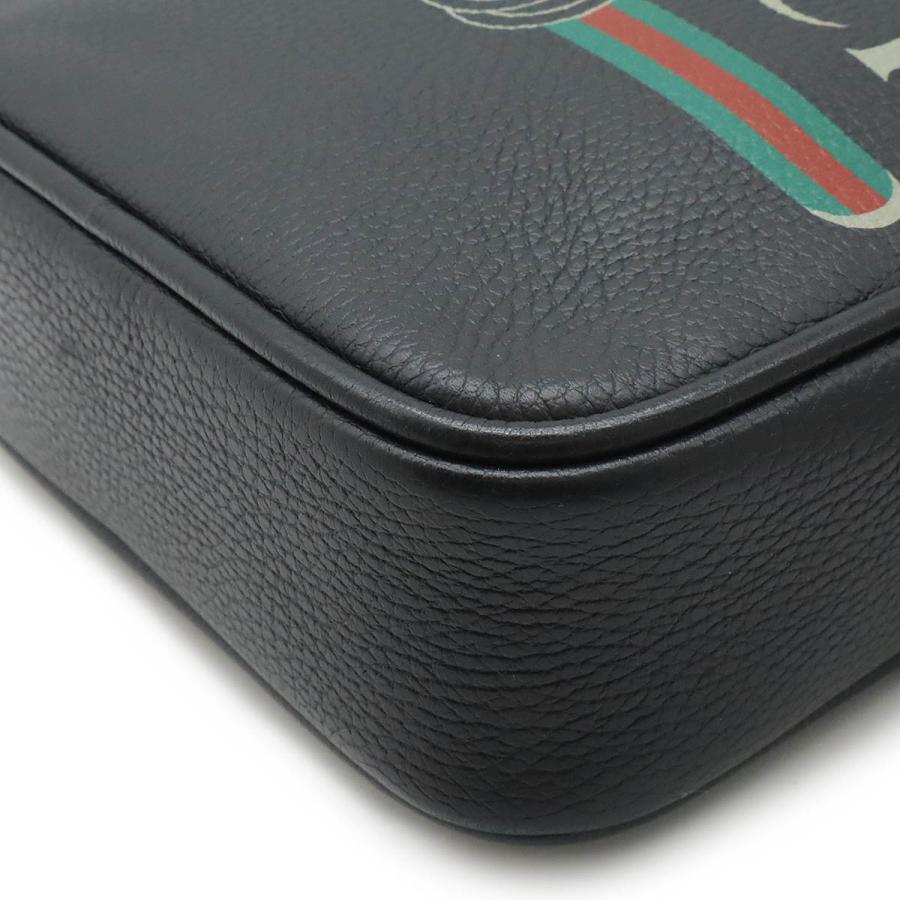 GUCCI グッチ グッチプリント メッセンジャーバッグ ショルダーバッグ 斜め掛け レザー ブラック 黒 ゴールド金具 523591 | GUCCI | 02