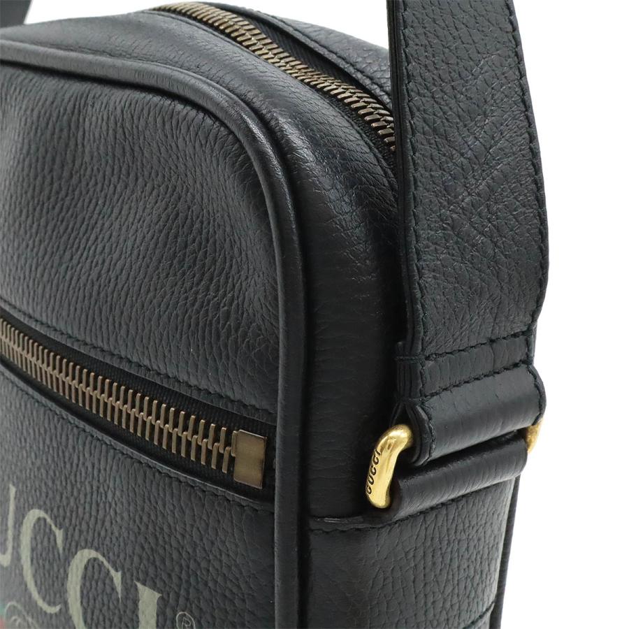 GUCCI グッチ グッチプリント メッセンジャーバッグ ショルダーバッグ 斜め掛け レザー ブラック 黒 ゴールド金具 523591 | GUCCI | 03