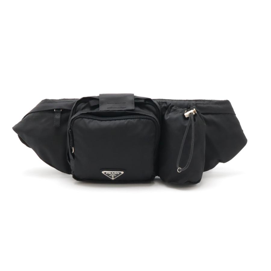 PRADA プラダ ウエストバッグ ウエストポーチ ボディバッグ ヒップバッグ ナイロン NERO 黒 ブラック シルバー金具 2VL056 | PRADA