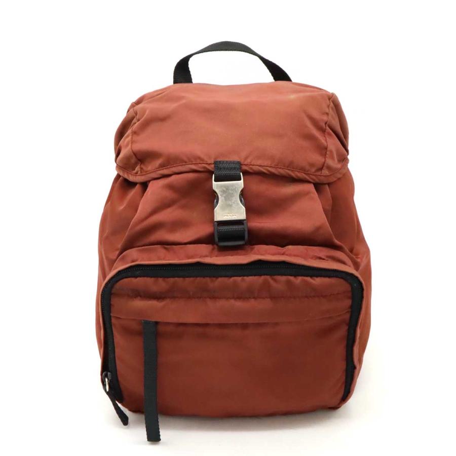 PRADA プラダ TESSUTO MONTANG ナイロン バックパック リュックサック テラコッタ レッド系 シルバー金具 V152 | PRADA