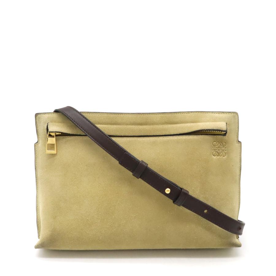 LOEWE】メッセンジャーバッグ アナグラム ゴールド金具 スエード