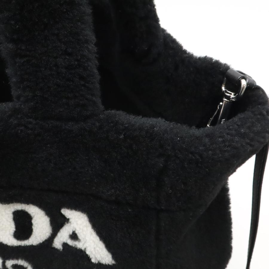 PRADA プラダ テリー トートバッグ ショルダーバッグ 2WAY モントーネ シアリング NERO 黒 ブラック BIANCO 白 ホワイト ポーチ付き | PRADA | 04