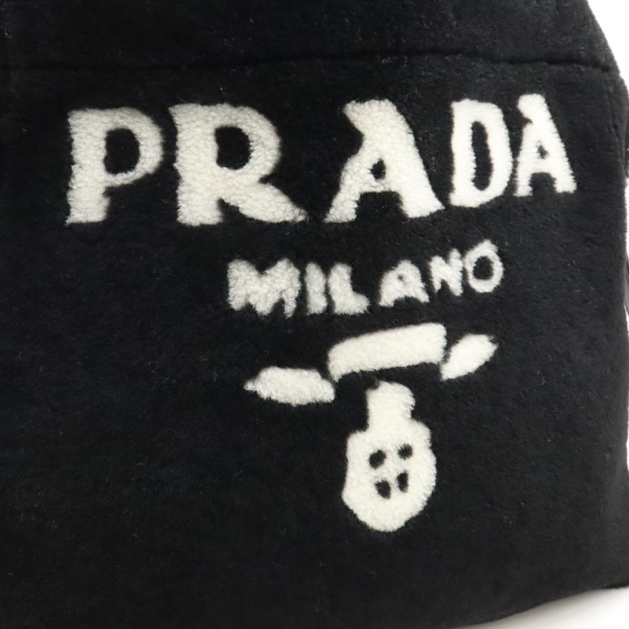 PRADA プラダ テリー トートバッグ ショルダーバッグ 2WAY モントーネ シアリング NERO 黒 ブラック BIANCO 白 ホワイト ポーチ付き | PRADA | 05