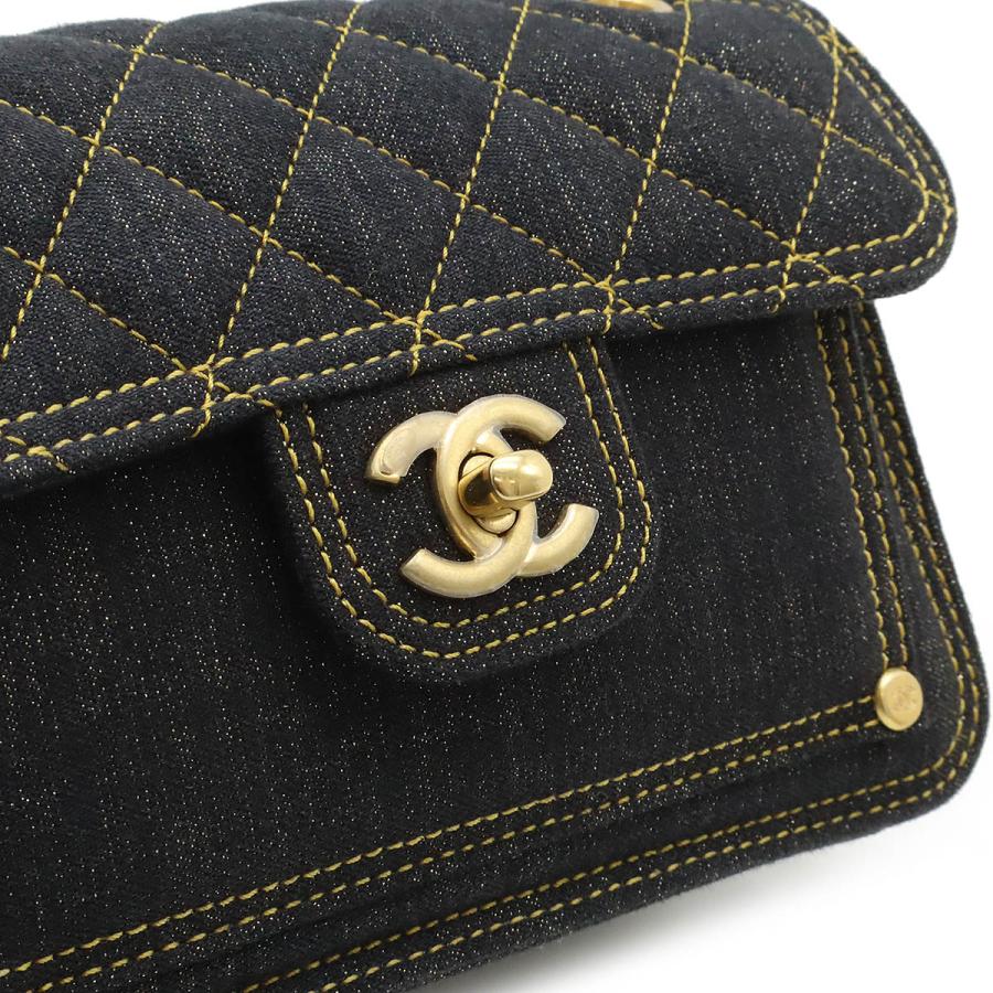 CHANEL シャネル マトラッセ ココマーク チェーンショルダー ショルダーバッグ 2WAY ハンドバッグ デニム レザー ネイビー ゴールド金具 | CHANEL | 05