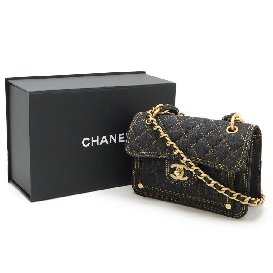 CHANEL シャネル マトラッセ ココマーク チェーンショルダー ショルダーバッグ 2WAY ハンドバッグ デニム レザー ネイビー ゴールド金具 | CHANEL | 06