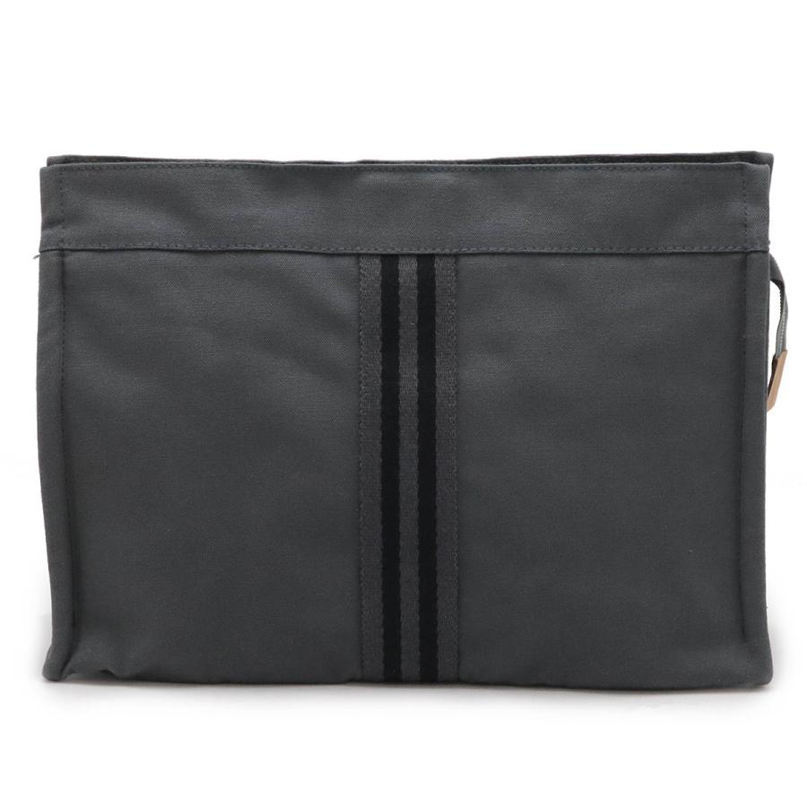 HERMES エルメス フールトゥ クラッチバッグ セカンドバッグ ポーチ キャンバス レザー グレー ブラック 黒 | HERMES