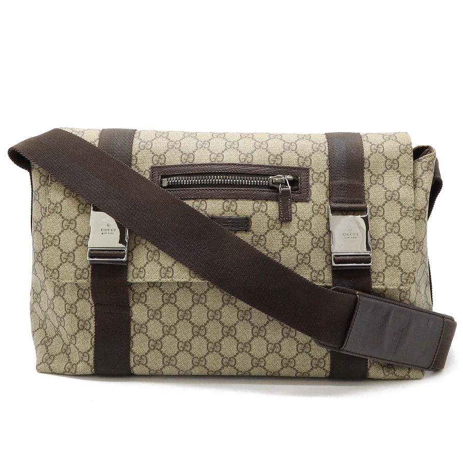 GUCCI グッチ GGプラス メッセンジャーバッグ ショルダーバッグ 斜め掛け PVC レザー ベージュ ダークブラウン 茶 122374 GUCCI（グッチ） GGプラス メッセンジャーバッグ ショルダーバッグ