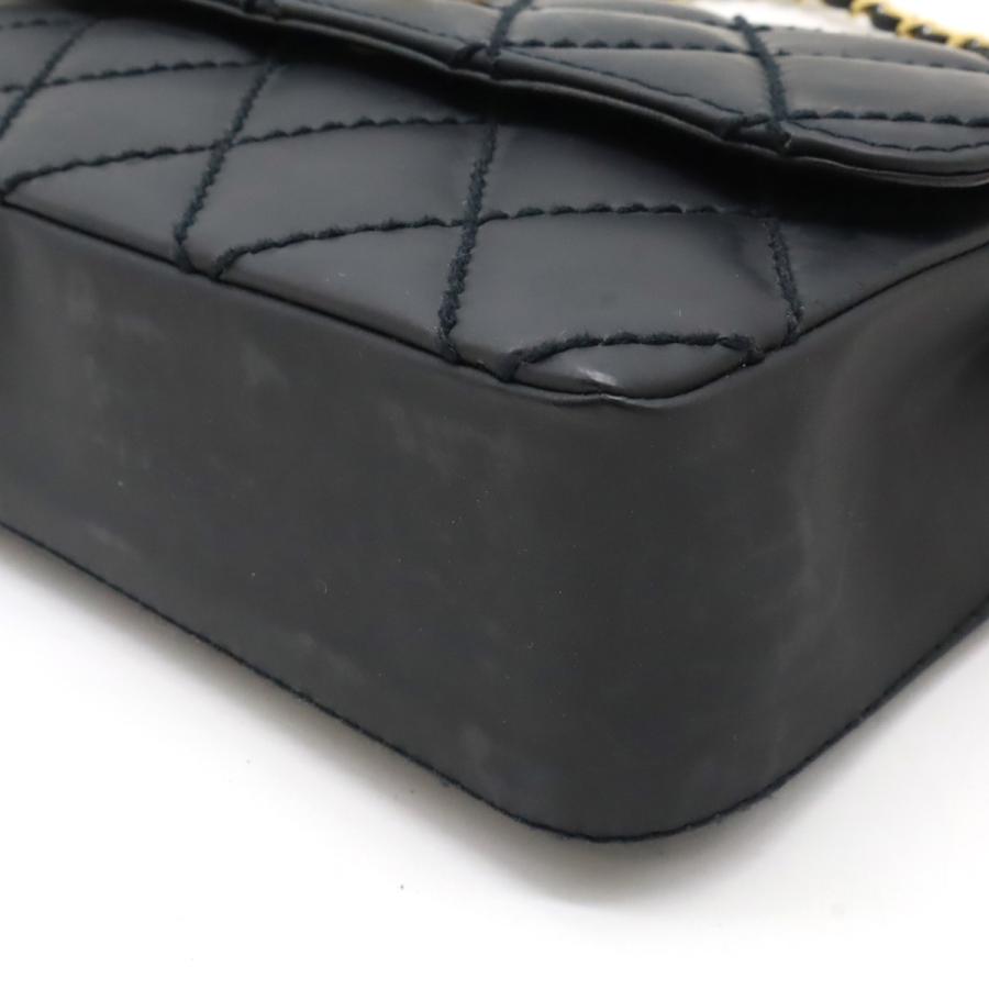CHANEL シャネル ワイルドステッチ マトラッセ ココマーク Wチェーンショルダーバッグ ハンドバッグ レザー ラメ ブラック ゴールド金具 | CHANEL | 02