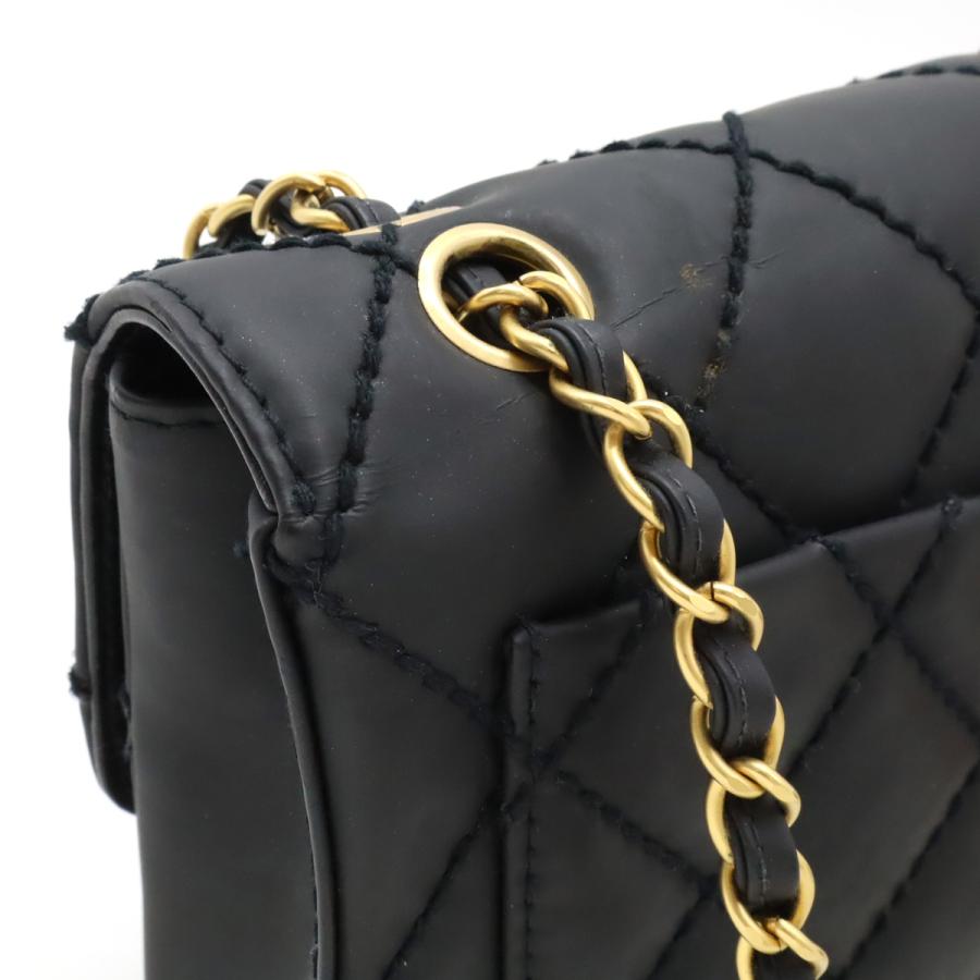 CHANEL シャネル ワイルドステッチ マトラッセ ココマーク Wチェーンショルダーバッグ ハンドバッグ レザー ラメ ブラック ゴールド金具 | CHANEL | 04