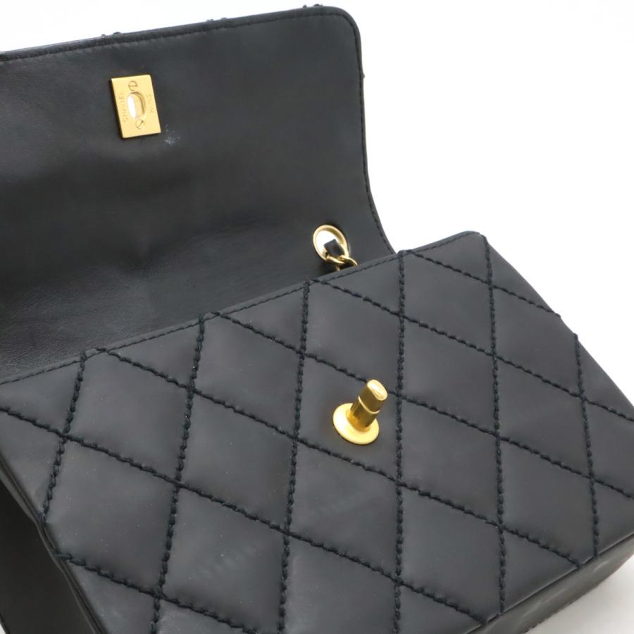 CHANEL シャネル ワイルドステッチ マトラッセ ココマーク Wチェーンショルダーバッグ ハンドバッグ レザー ラメ ブラック ゴールド金具 | CHANEL | 05