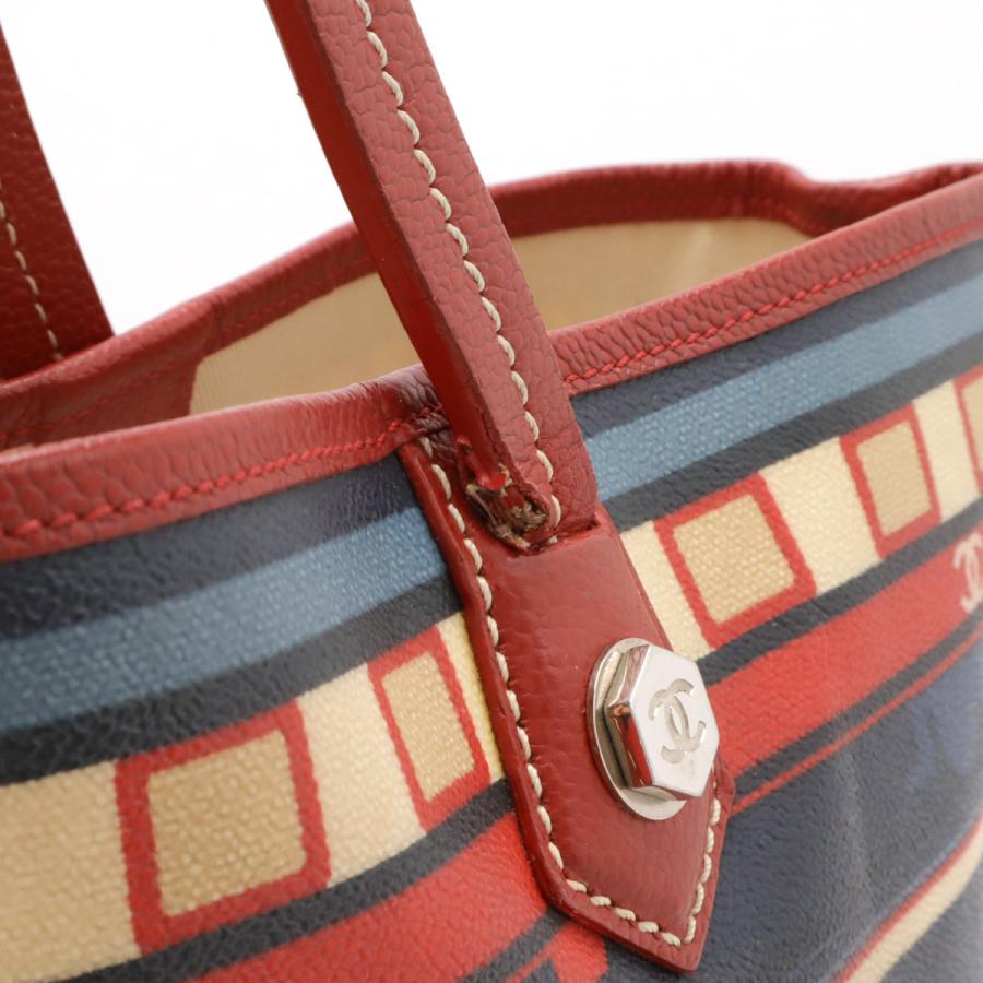 CHANEL シャネル セントラルステーション トートバッグ ショルダーバッグ セミショルダー 肩掛け PVC レザー ネイビー 紺 レッド 赤 シルバー金具 CHANEL（シャネル） セントラルステーション トートバッグ ショルダー