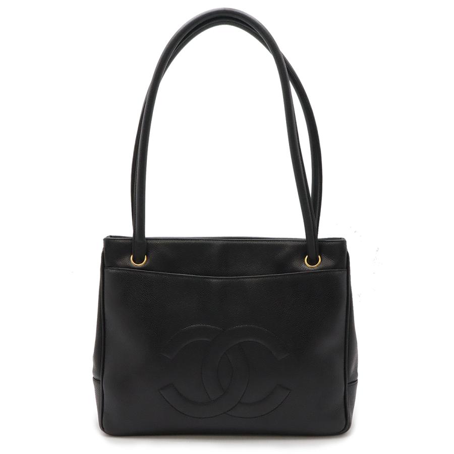 CHANEL シャネル ココマーク トートバッグ ショルダーバッグ セミショルダー 肩掛け キャビアスキン レザー ブラック 黒 ゴールド金具 CHANEL（シャネル） ココマーク トートバッグ ショルダートート