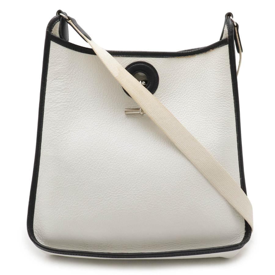 HERMES エルメス ヴェスパPM ショルダーバッグ ワンショルダー レザー ホワイト 白 ブラック 黒 シルバー金具 HERMES（エルメス） ヴェスパPM ショルダーバッグ ワンショルダー