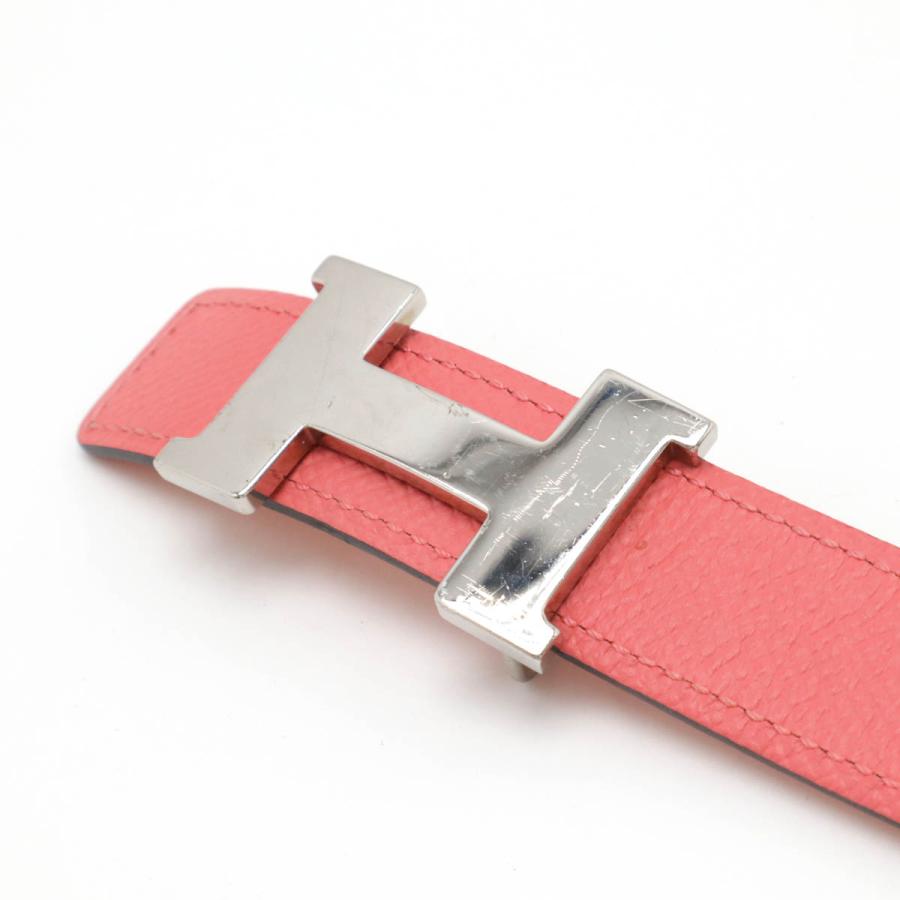 HERMES エルメス ミニコンスタンス Hベルト リバーシブル レザー ローズアザレ ピンク オレンジ #80 シルバー金具 A刻印 | HERMES | 02